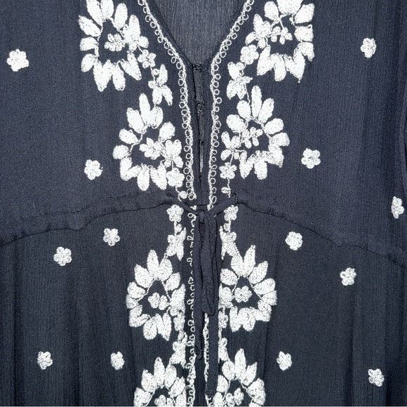 Free People Embroidered Black And White Fable Midi Dress - Picture 8 of 12